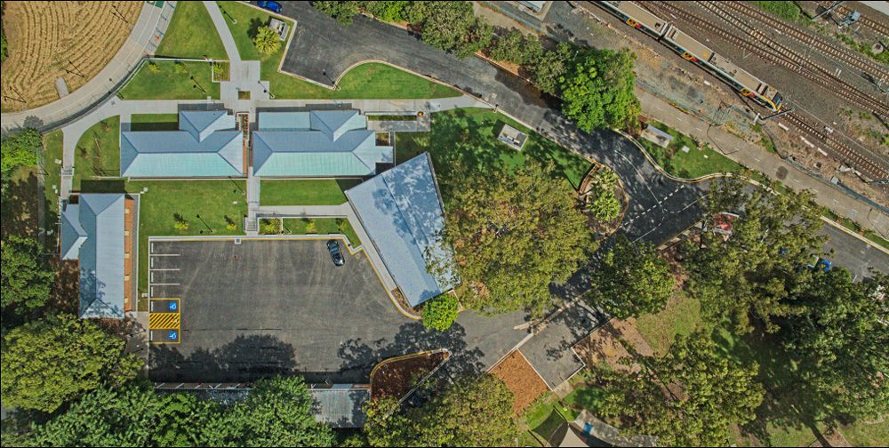Aerial of Witton Barracks from directly overhead showing outline of the buildings